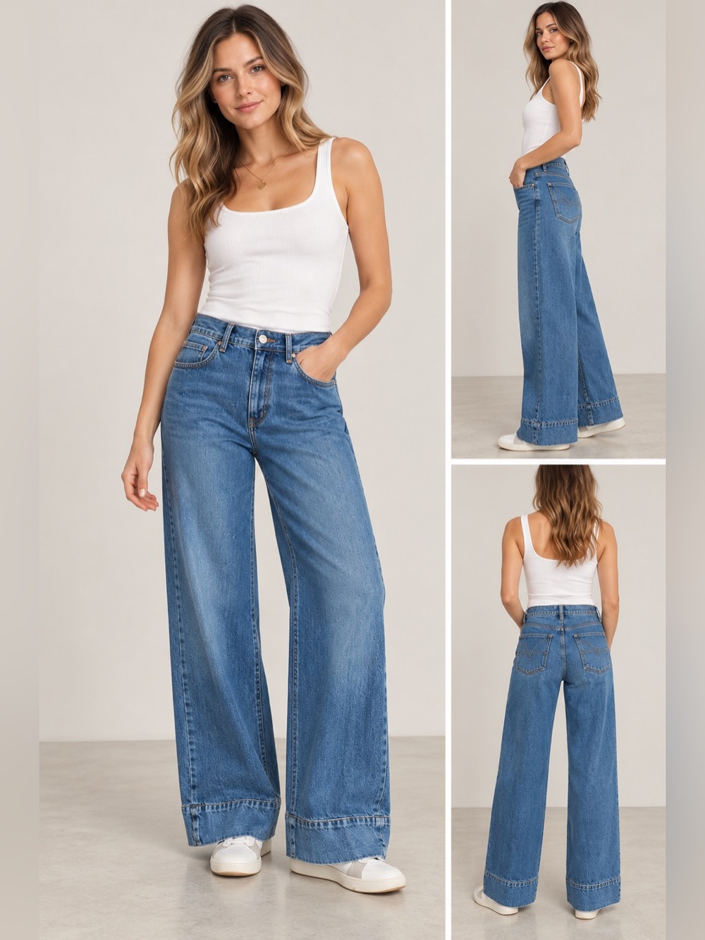 GAP Blue High-Rise Tall Wide Leg Jeans
